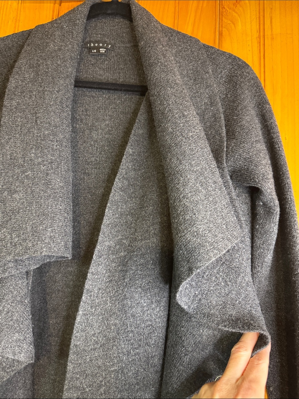 Theory Charcoal Gray Draped Open Cardigan - Picture 9 of 10